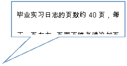 矩形标注: 毕业实习日志的页数约40页，每天一页左右，页面不够者请追加页面，页码连续。
